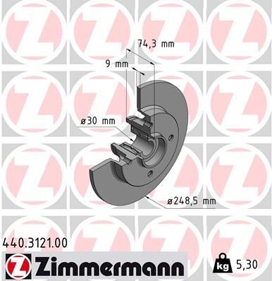 Zimmermann 440.3121.00 - Brzdový kotúč -