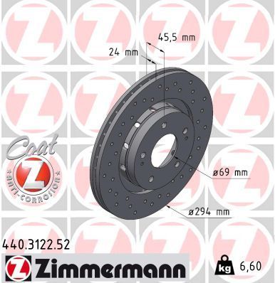 Zimmermann 440.3122.52 - Brzdový kotúč -