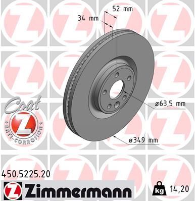 Zimmermann 450.5225.20 - Brzdový kotúč -