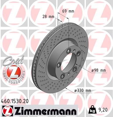 Zimmermann 460.1530.20 - Brzdový kotúč -