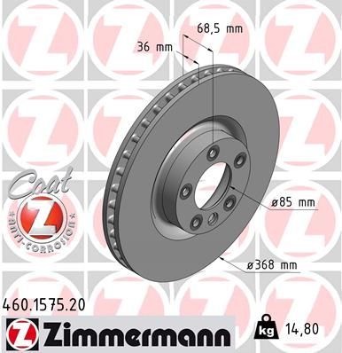 Zimmermann 460.1575.20 - Brzdový kotúč -