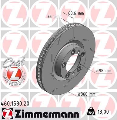 Zimmermann 460.1580.20 - Brzdový kotúč -