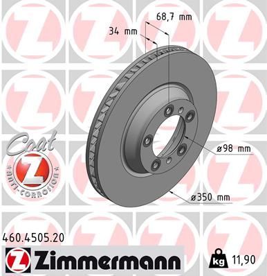 Zimmermann 460.4505.20 - Brzdový kotúč -