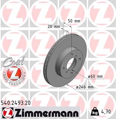 Zimmermann 540.2493.20 - Brzdový kotúč -