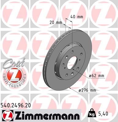 Zimmermann 540.2496.20 - Brzdový kotúč -