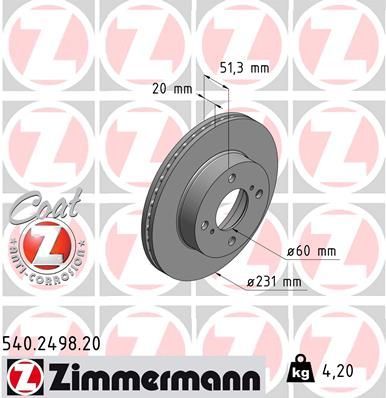 Zimmermann 540.2498.20 - Brzdový kotúč -
