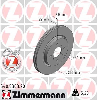 Zimmermann 540.5303.20 - Brzdový kotúč -