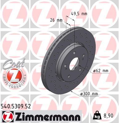 Zimmermann 540.5309.52 - Brzdový kotúč -