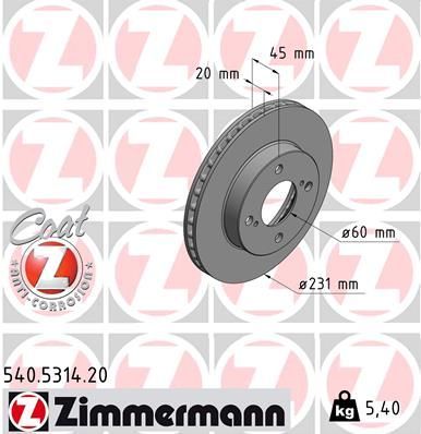 Zimmermann 540.5314.20 - Brzdový kotúč -