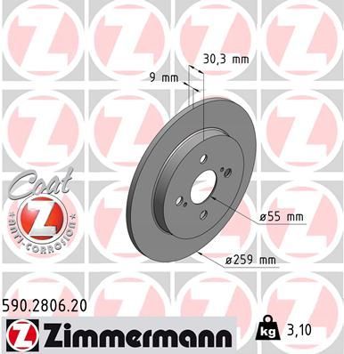 Zimmermann 590.2806.20 - Brzdový kotúč -