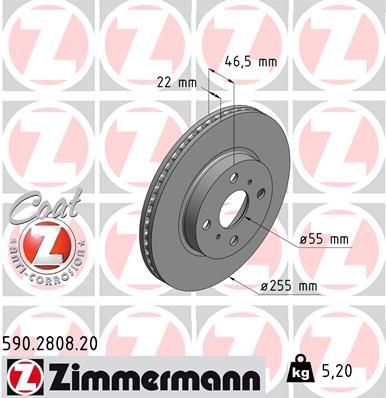 Zimmermann 590.2808.20 - Brzdový kotúč -