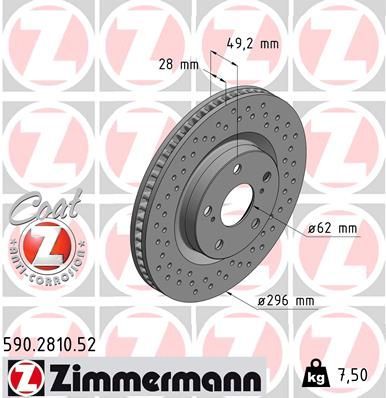 Zimmermann 590.2810.52 - Brzdový kotúč -
