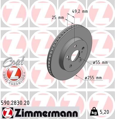 Zimmermann 590.2830.20 - Brzdový kotúč -