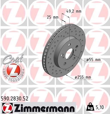 Zimmermann 590.2830.52 - Brzdový kotúč -
