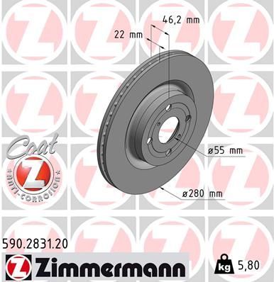 Zimmermann 590.2831.20 - Brzdový kotúč -