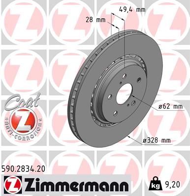 Zimmermann 590.2834.20 - Brzdový kotúč -