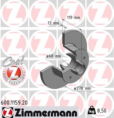 Zimmermann 600.1159.20 - Brzdový kotúč -