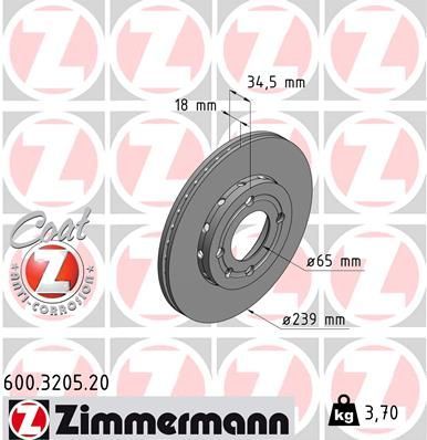 Zimmermann 600.3205.20 - Brzdový kotúč -