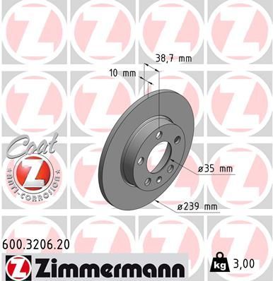 Zimmermann 600.3206.20 - Brzdový kotúč -