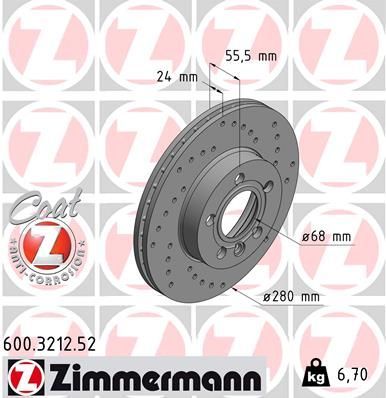 Zimmermann 600.3212.52 - Brzdový kotúč -