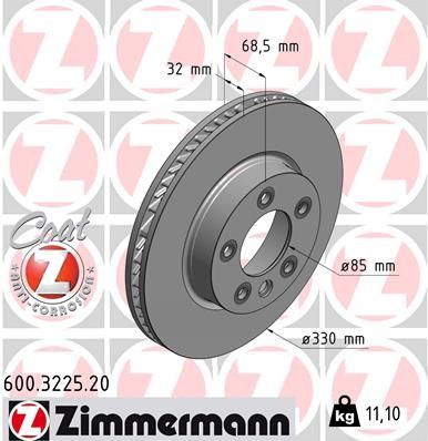 Zimmermann 600.3225.20 - Brzdový kotúč -