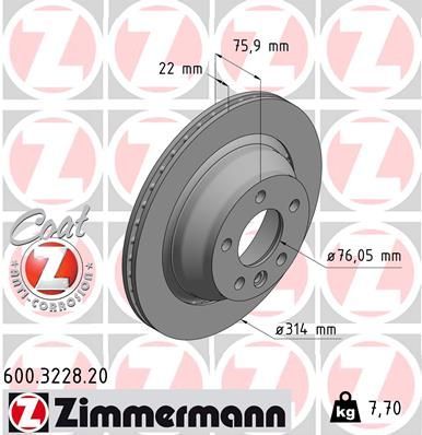 Zimmermann 600.3228.20 - Brzdový kotúč -