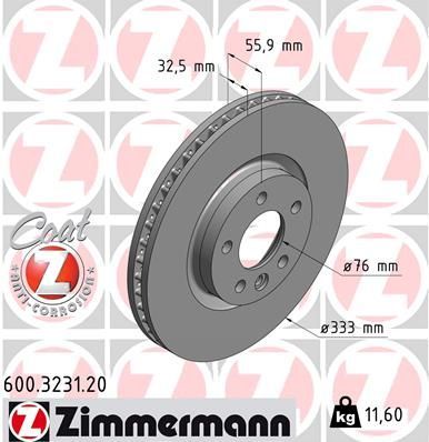 Zimmermann 600.3231.20 - Brzdový kotúč -