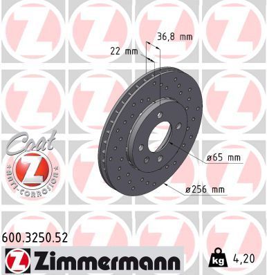Zimmermann 600.3250.52 - Brzdový kotúč -