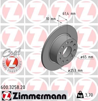 Zimmermann 600.3258.20 - Brzdový kotúč -