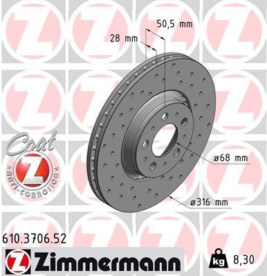 Zimmermann 610.3706.52 - Brzdový kotúč -