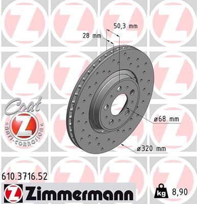 Zimmermann 610.3716.52 - Brzdový kotúč -