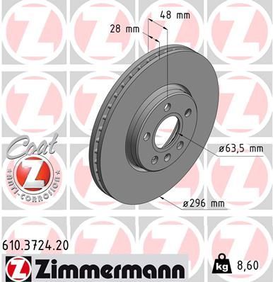 Zimmermann 610.3724.20 - Brzdový kotúč -