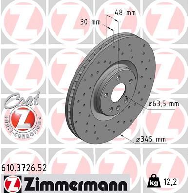 Zimmermann 610.3726.52 - Brzdový kotúč -