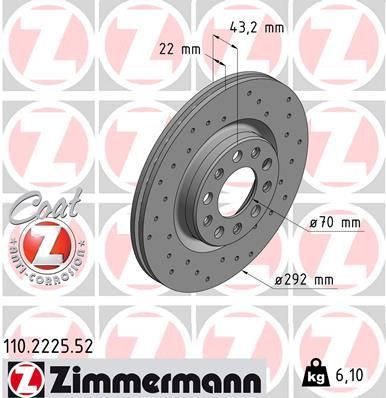 Zimmermann 110.2225.52 - Brzdový kotúč -