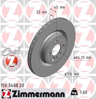 Zimmermann 150.3488.20 - Brzdový kotúč -