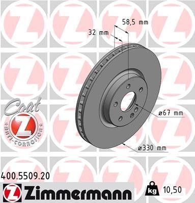 Zimmermann 400.5509.20 - Brzdový kotúč -
