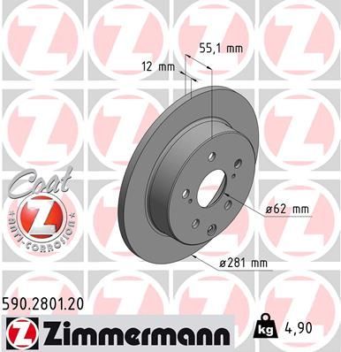 Zimmermann 590.2801.20 - Brzdový kotúč -
