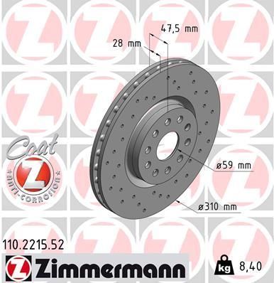 Zimmermann 110.2215.52 - Brzdový kotúč -