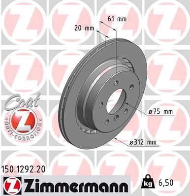 Zimmermann 150.1292.20 - Brzdový kotúč -