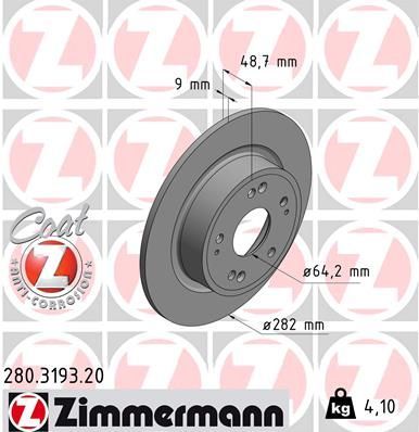 Zimmermann 280.3193.20 - Brzdový kotúč -