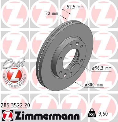 Zimmermann 285.3522.20 - Brzdový kotúč -