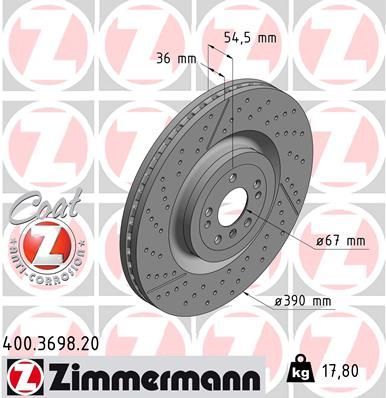 Zimmermann 400.3698.20 - Brzdový kotúč -