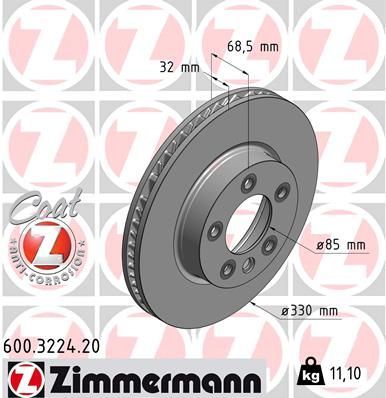 Zimmermann 600.3224.20 - Brzdový kotúč -