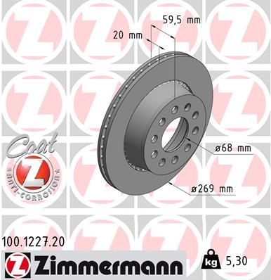 Zimmermann 100.1227.20 - Brzdový kotúč -