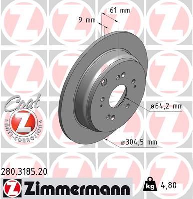 Zimmermann 280.3185.20 - Brzdový kotúč -