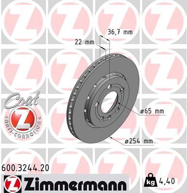 Zimmermann 600.3244.20 - Brzdový kotúč -