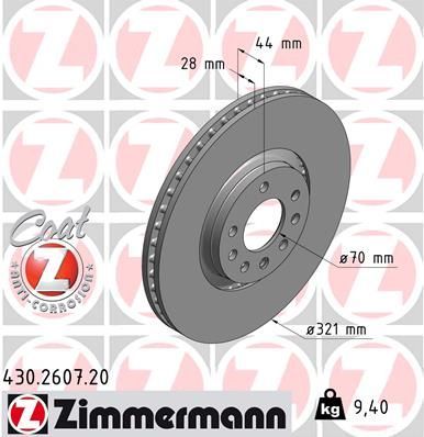 Zimmermann 430.2607.20 - Brzdový kotúč -