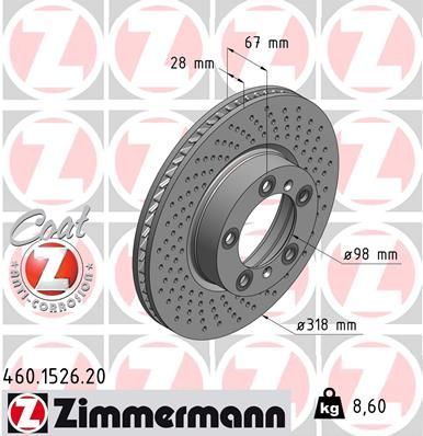 Zimmermann 460.1526.20 - Brzdový kotúč -