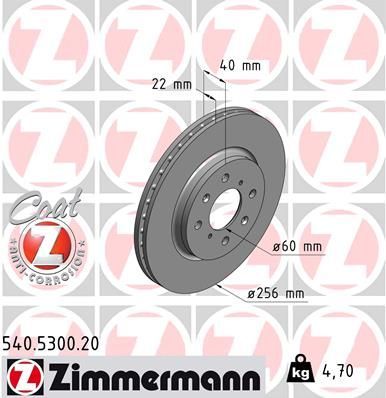 Zimmermann 540.5300.20 - Brzdový kotúč -