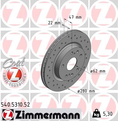 Zimmermann 540.5310.52 - Brzdový kotúč -